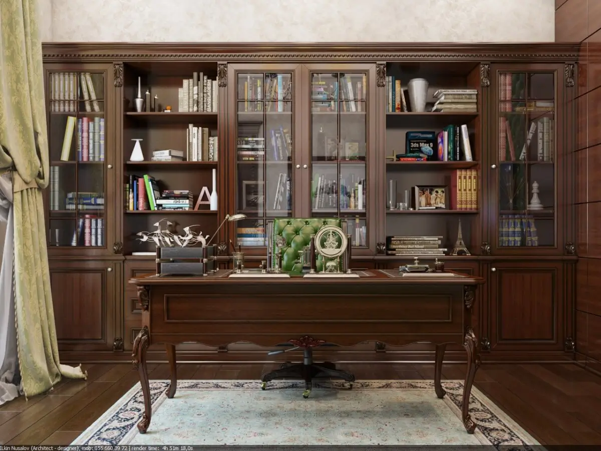 Кабинет с шкафом для книг