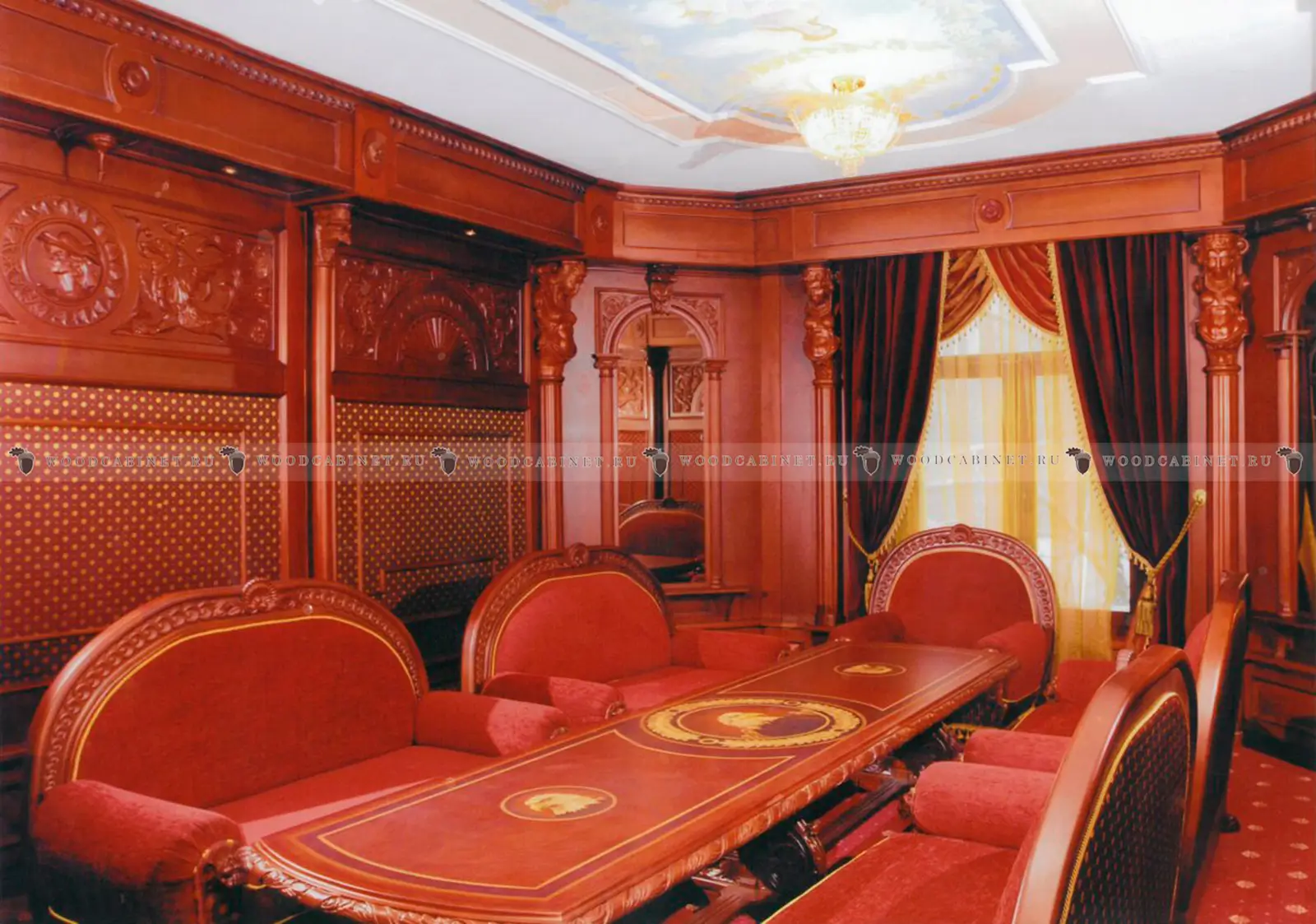 Изготовление кабинета из красного дерева под ключ