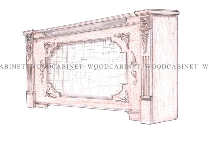 Эскиз деревянный экран с резьбой